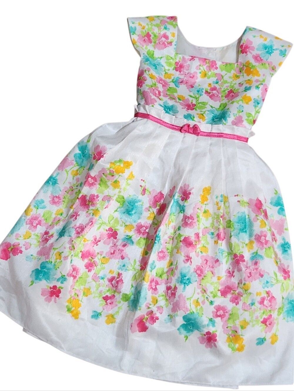 Jona Michelle Dress Size 6 Girl White Floral Summer Spring Sleeveless Fit Flare